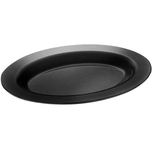 An Elite Global Solutions black oval melamine tray.