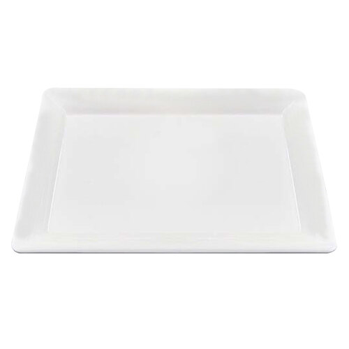 A white rectangular melamine tray with a white border.