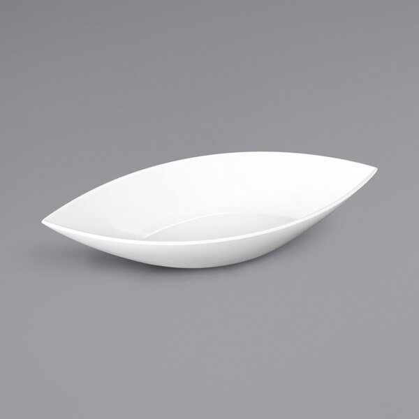 An Elite Global Solutions white melamine oval bowl.