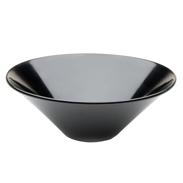 An Elite Global Solutions black melamine bowl.