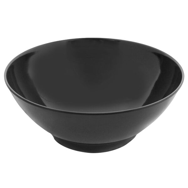 An Elite Global Solutions black melamine round bowl.