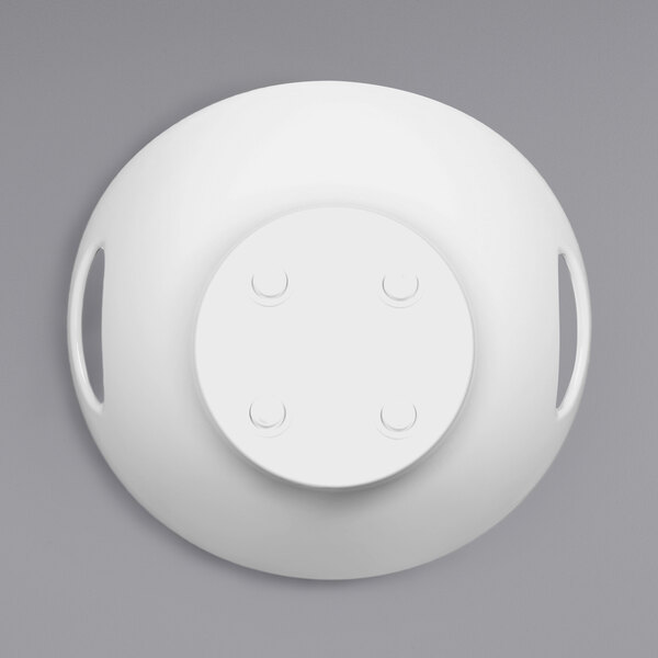 A white oval bowl with handles.