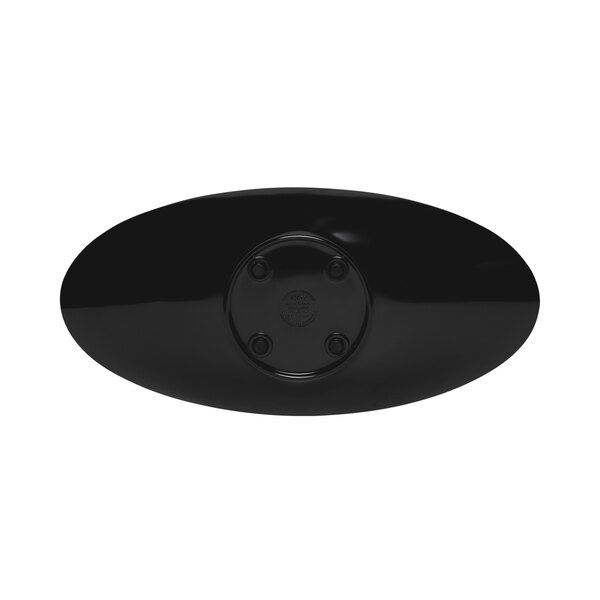 A black oval platter with a circular center.