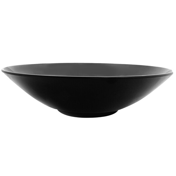 An Elite Global Solutions black melamine bowl.