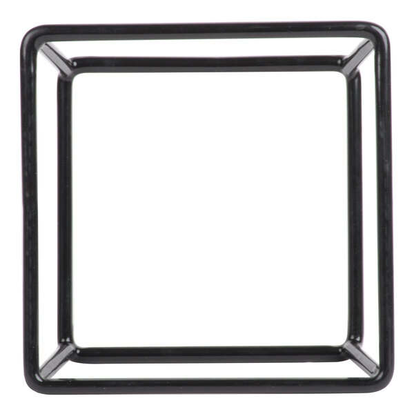 A black rubber coated steel stand with a white background.