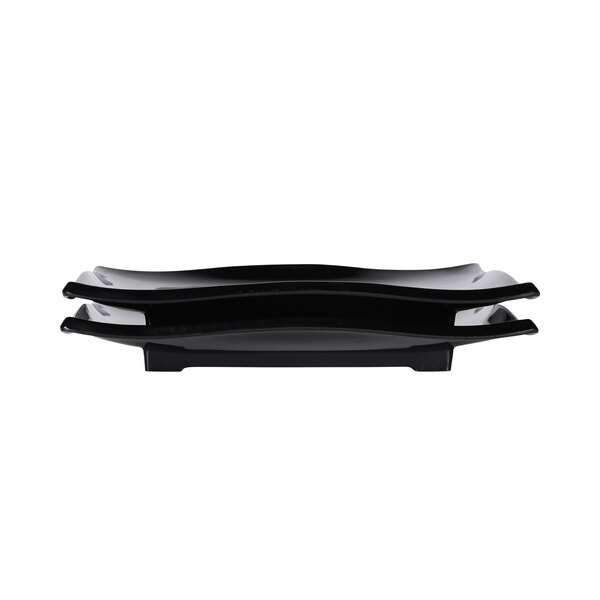 A black rectangular Elite Global Solutions Ming wave platter.