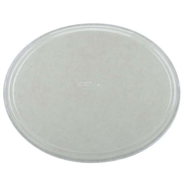 A white fiberglass oval tray with a round edge.
