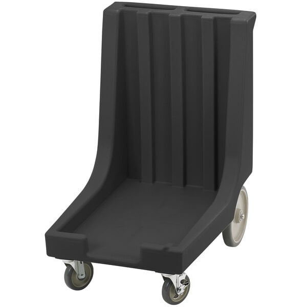 a black plastic wheelbarrow