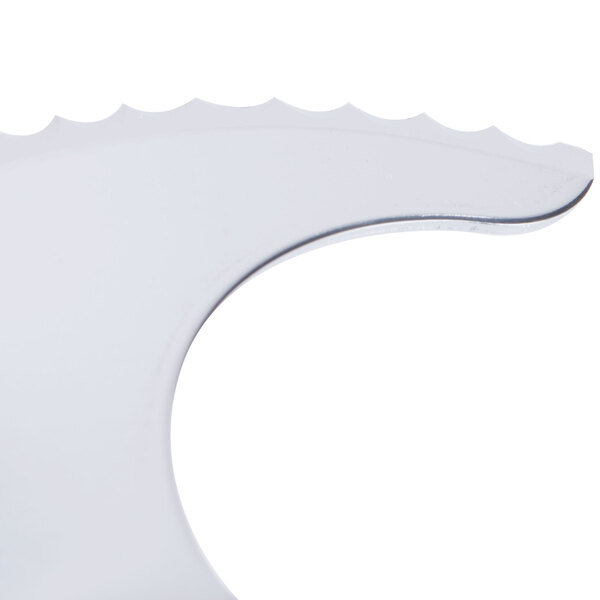 A close-up of a Robot Coupe Coarse Serrated "S" Blade with a white background.
