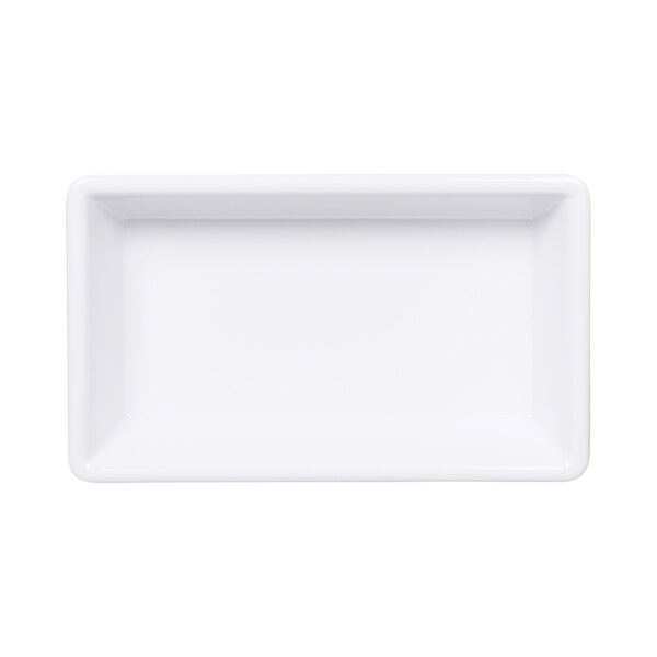A white rectangular Elite Global Solutions melamine bowl on a white background.