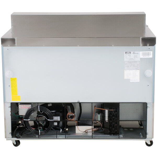 An Arctic Air 2 door refrigerated sandwich prep table with a vent.