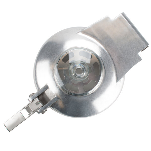 A Robot Coupe 59105 metal lid assembly with a metal handle.