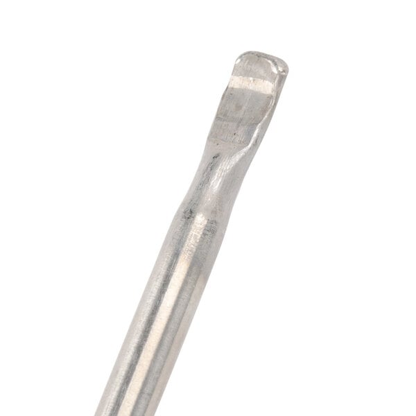 A silver metal thermostatic control valve for a countertop griddle.