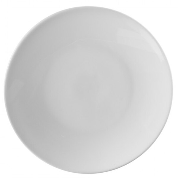 A white plate with a white rim.