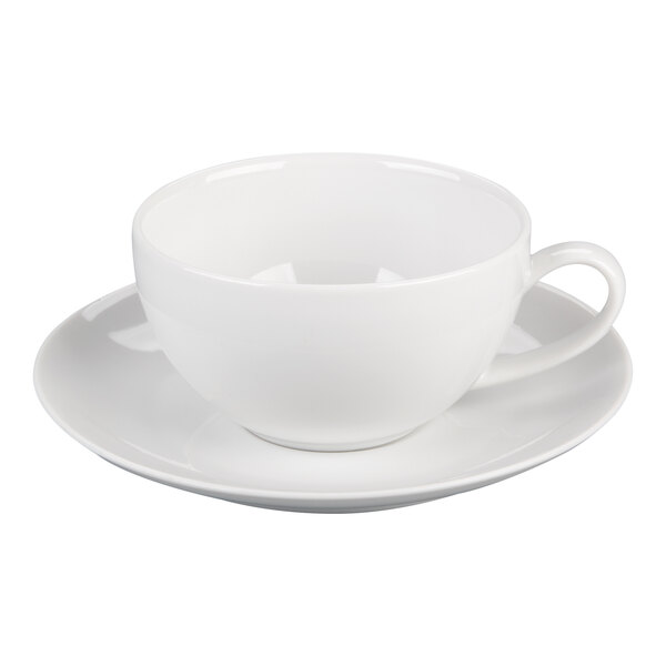 10 Strawberry Street RCP0009 Royal Coupe 10 oz. White Porcelain Oversized Cup / Saucer - 24/Case