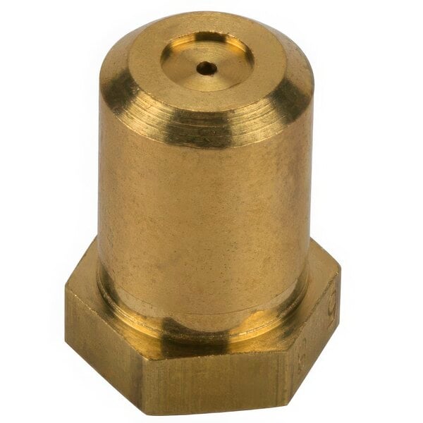 A brass cylinder with a hole in the middle.