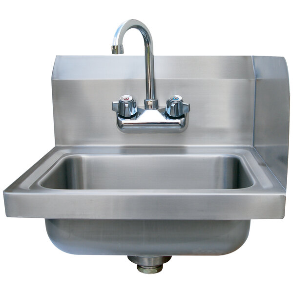 A stainless steel Advance Tabco hand sink with a faucet.