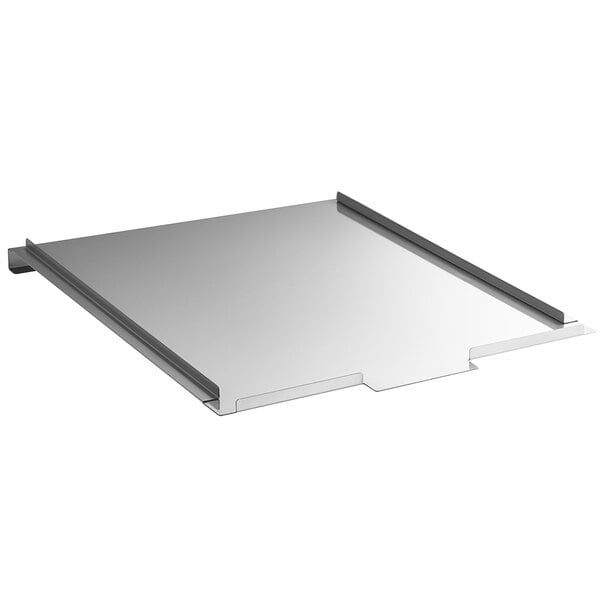 A metal cover for an Avantco fryer with a white background.