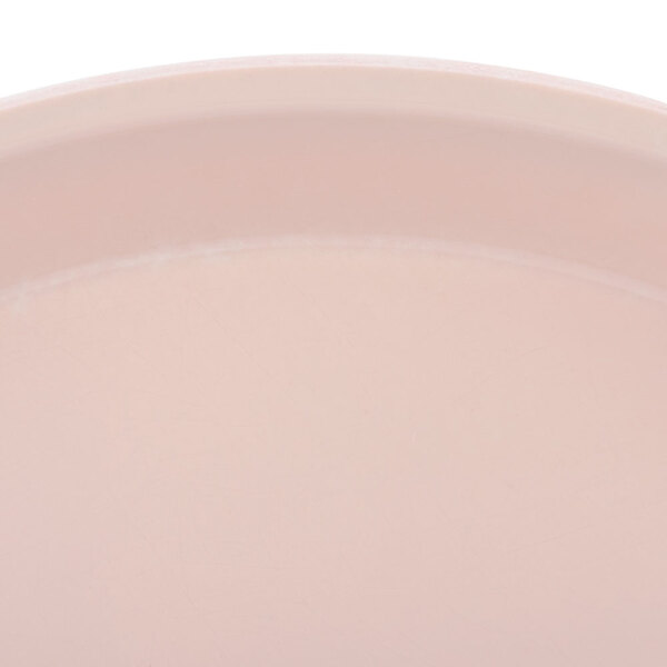A close up of a pink Cambro Camtray with a white background.