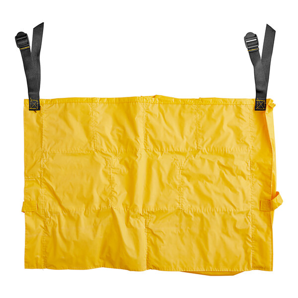 A yellow nylon bag with black straps.