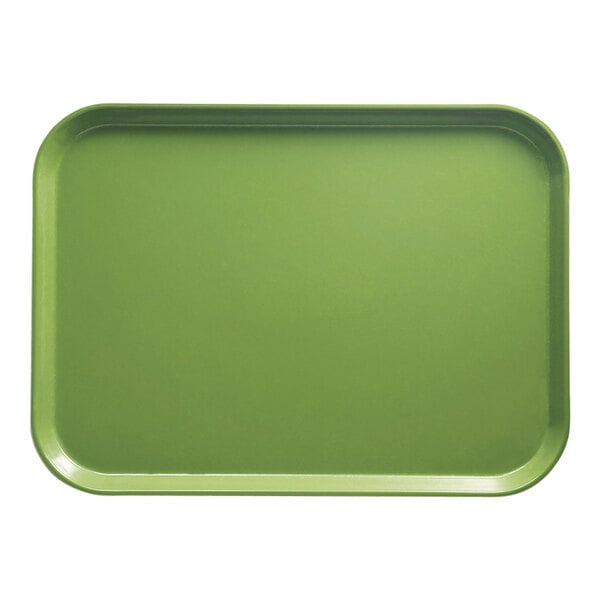 A green rectangular Cambro tray.