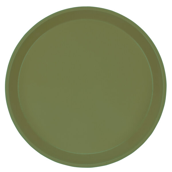 A green plate with a white background.