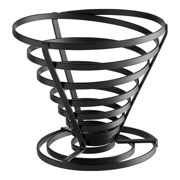 An American Metalcraft wrought iron basket with a spiral design.