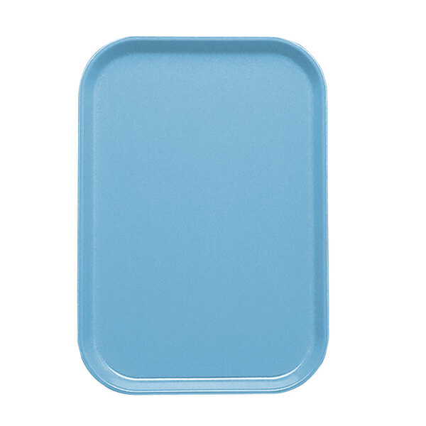 A blue rectangular tray with a white background.