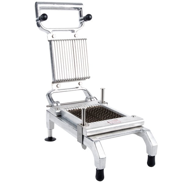 A stainless steel Nemco chicken slicer with a handle and metal legs.