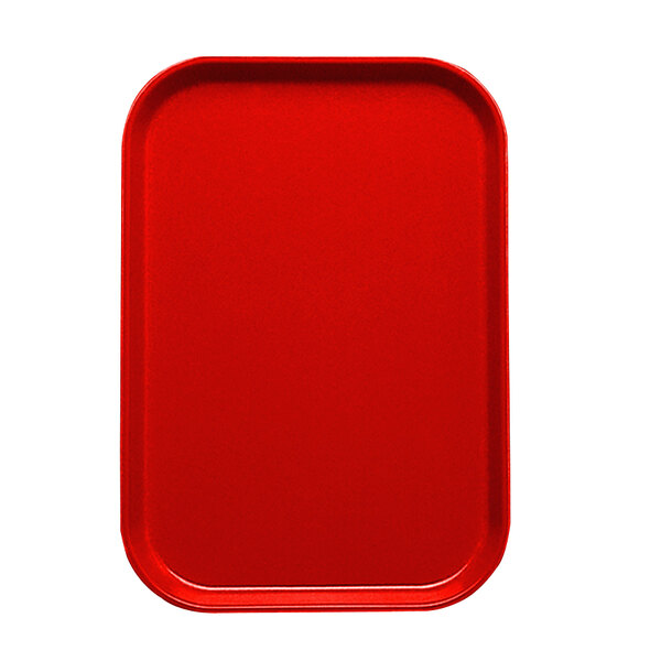 A red rectangular Cambro tray insert.