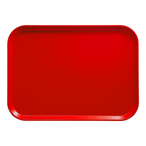 A red rectangular Cambro tray.