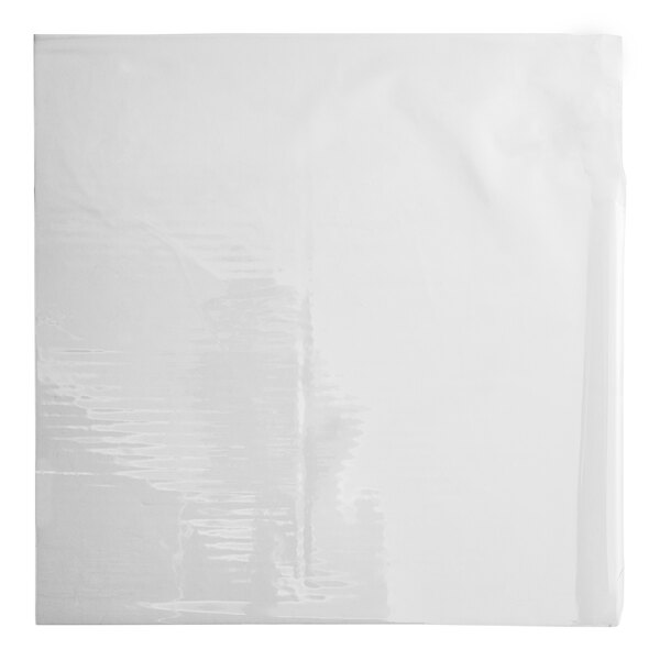 A clear plastic wrapper with a white background.