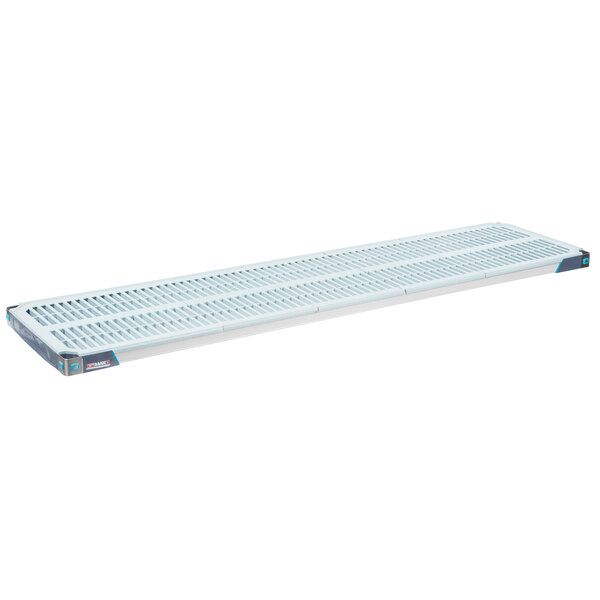 A white rectangular MetroMax shelf with a white plastic grid with holes.