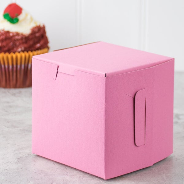 4" x 4" x 4" Pink Cupcake / Bakery Box - 200/Bundle