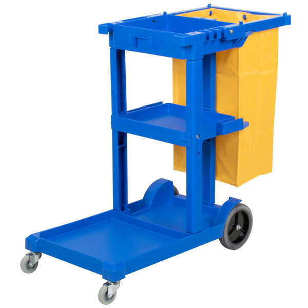 Lavex Janitorial Blue Cleaning / Janitor Cart Kit With Yellow Mop ...