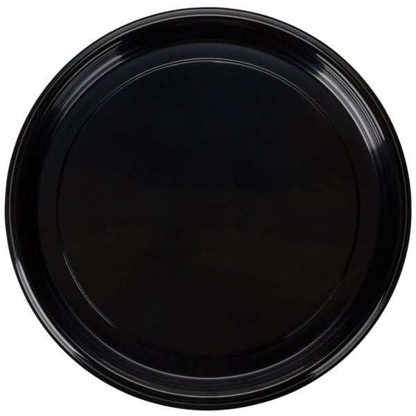 A black plastic catering tray with a black rim.