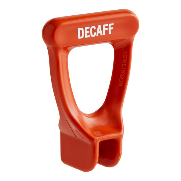 An orange plastic Bunn faucet handle with white text.