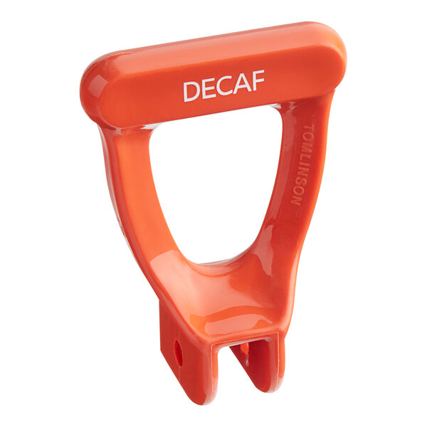 An orange plastic Bunn faucet handle with white text.