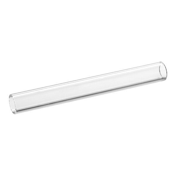 A clear glass tube with a long handle.