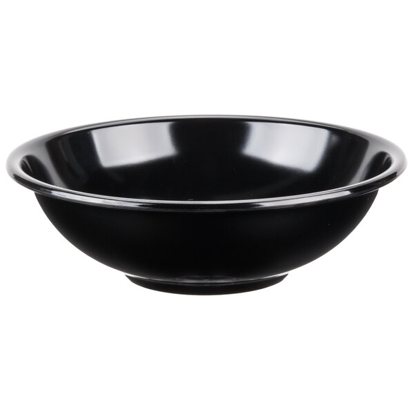 A black Tablecraft melamine bowl.