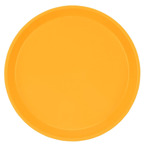 A yellow plate with no food on it.