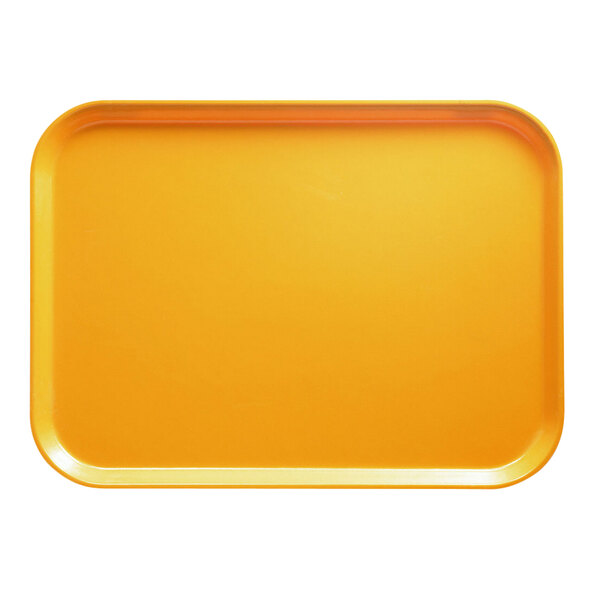 A yellow rectangular Cambro tray.