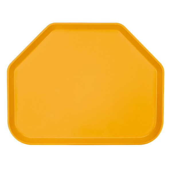 A yellow rectangular Cambro fiberglass tray.