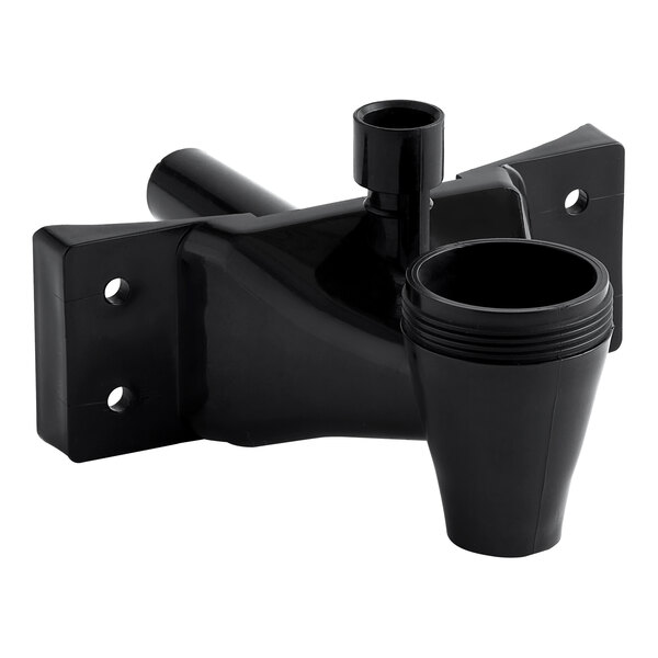 A black plastic Bunn faucet with a black handle and a black pipe.