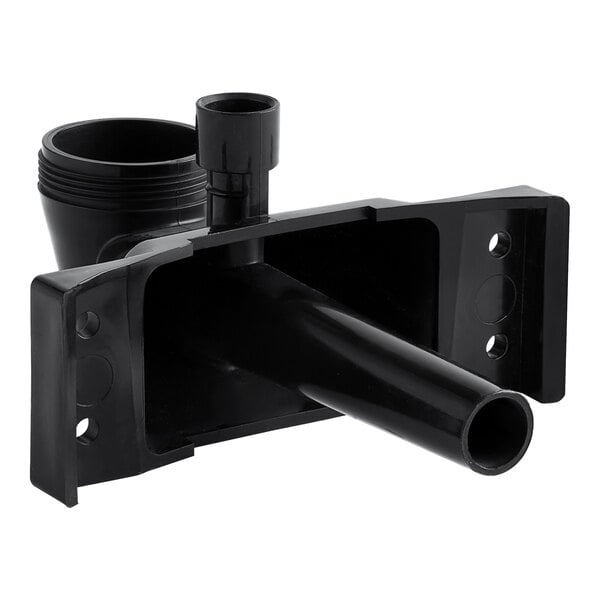 A black plastic pipe with a hose attached and holes.