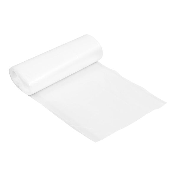 A white roll of Berry low density clear plastic trash bags.