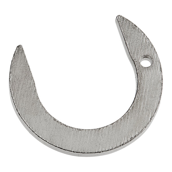 A silver metal Bunn faucet shank C-ring with a hole in the middle.