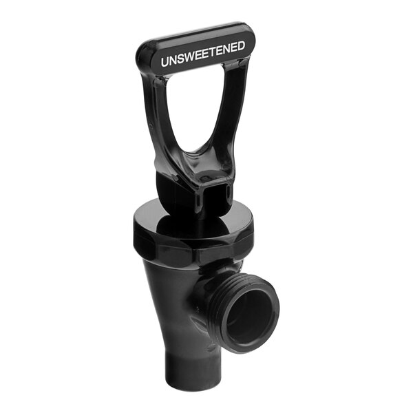 A Bunn black plastic faucet assembly with white "Sweet / Unsweet" labeling.