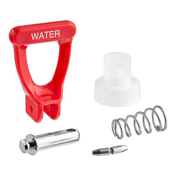 A Bunn red and white plastic faucet repair kit with a red handle.