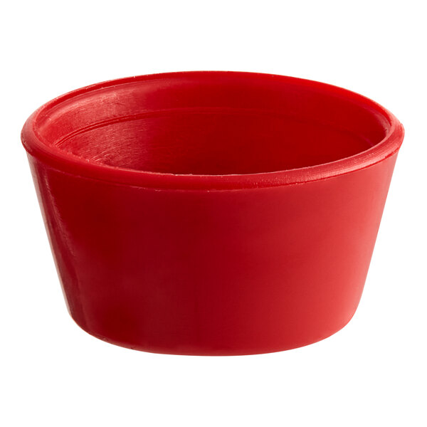 A red plastic Bunn faucet collar on a white background.